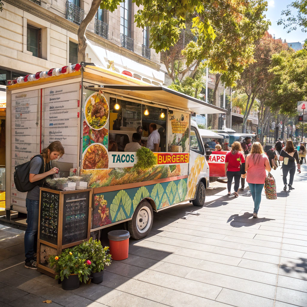 Crowd around the food truck